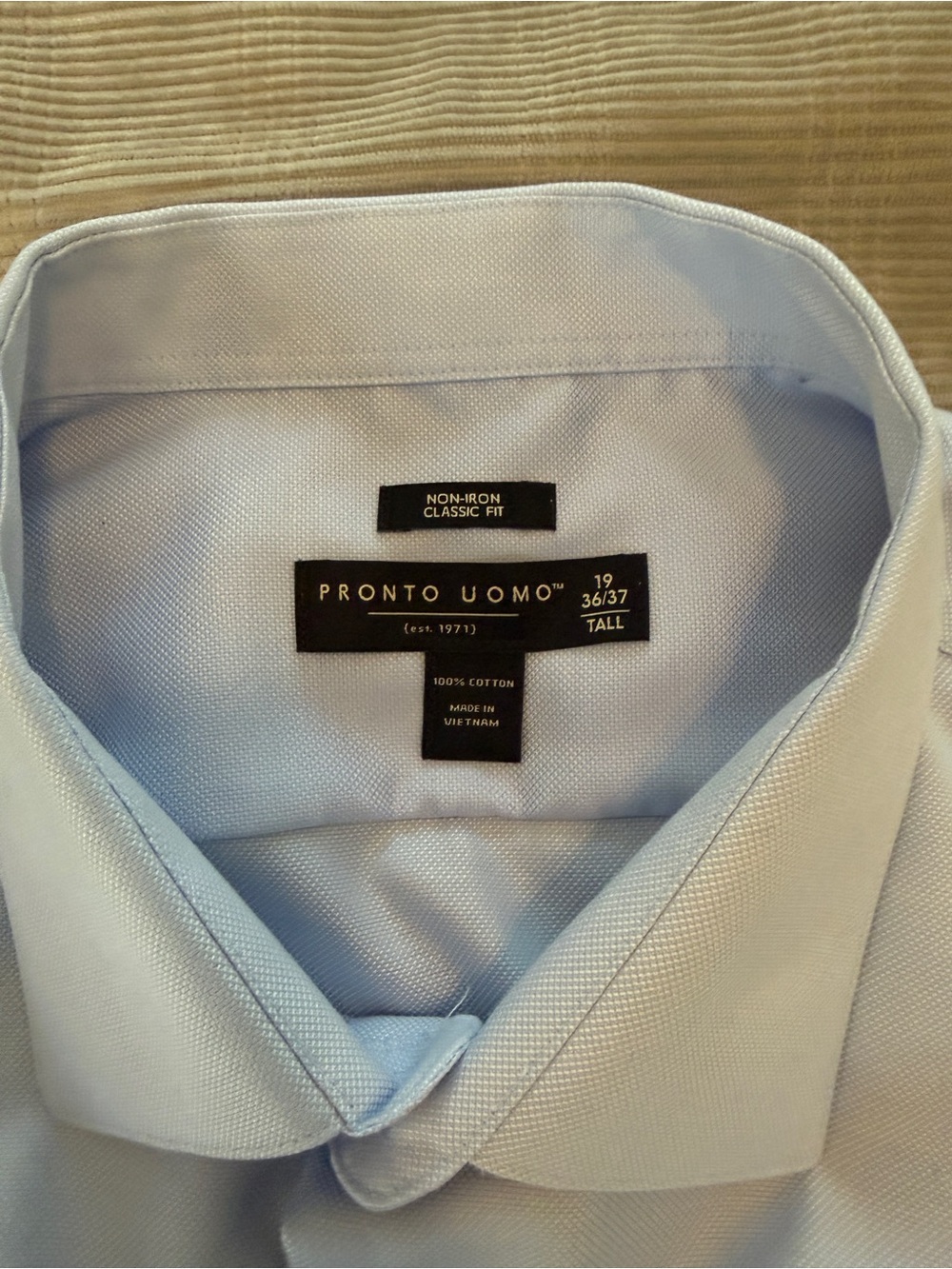 Pronto Uomo Non-Iron Classic Fit Dress Shirt – 19 / 36-37 Tall – Light Blue - Picture 5 of 10